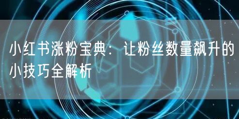 小红书涨粉宝典：让粉丝数量飙升的小技巧全
