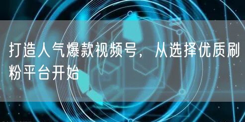 打造人气爆款视频号，从选择优质刷粉平台开始