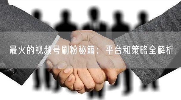 最火的视频号刷粉秘籍：平台和策略全解析