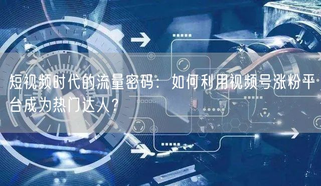 短视频时代的流量密码：如何利用视频号涨粉平台成为热门达人？