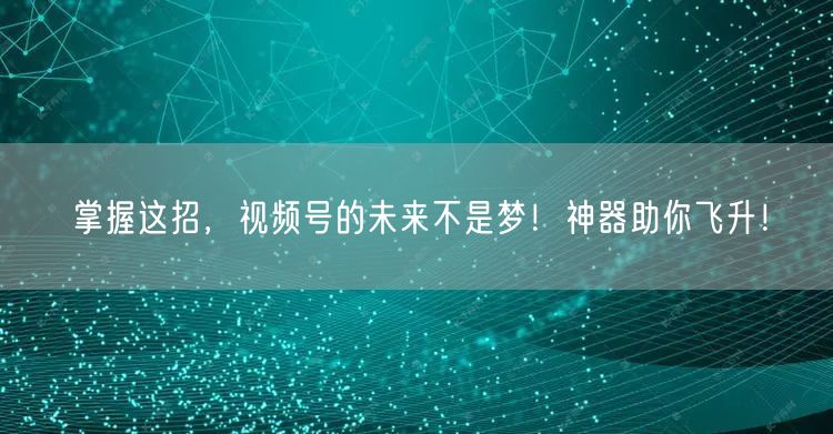 掌握这招，视频号的未来不是梦！神器助你飞