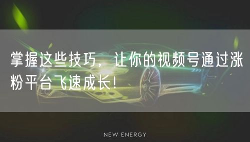 掌握这些技巧，让你的视频号通过涨粉平台飞速成长！