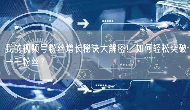 我的视频号粉丝增长秘诀大解密！如何轻松突破一千粉丝？